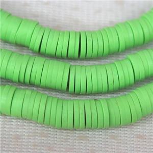 green Fimo Polymer Clay heishi beads, approx 6mm dia