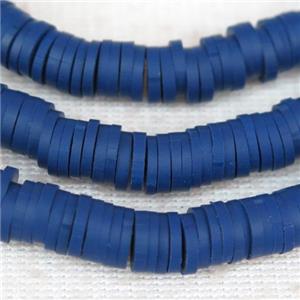 blue Fimo Polymer Clay heishi beads, approx 4mm dia