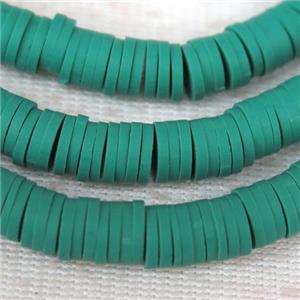 green Fimo Polymer Clay heishi beads, approx 6mm dia