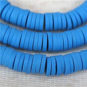 blue Fimo Polymer Clay heishi beads, approx 6mm dia