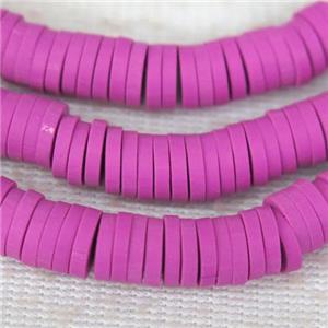 hotpink Fimo Polymer Clay heishi beads, approx 4mm dia