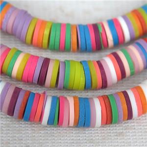 Fimo Polymer Clay Heishi Beads, mix color, approx 4mm dia