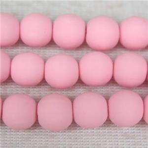 round pink Fimo Polymer Clay Beads, approx 8mm dia