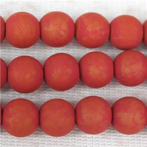round red Fimo Polymer Clay Beads, approx 8mm dia