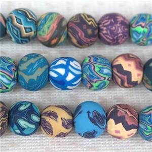 round Fimo Polymer Clay beads, multi color, approx 8mm dia