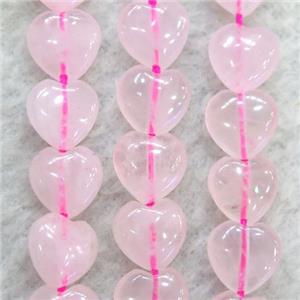 Pink Rose Quartz Heart Beads, approx 10mm