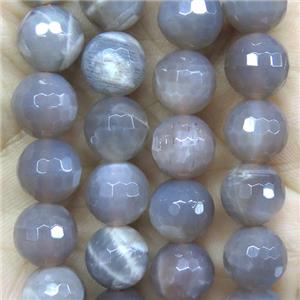 gray Moonstone beads, faceted round, approx 6mm dia