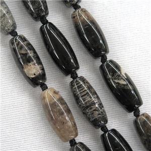 Black Coral Fossil Rice Beads, approx 10-22mm