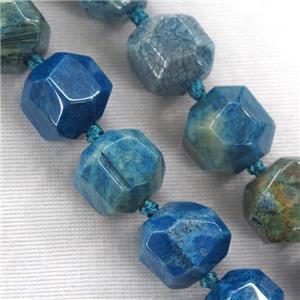 blue Coral Fossil beads, faceted round, approx 15-16mm