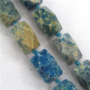 blue coral fossil bead, faceted, nugget, approx 15-25mm