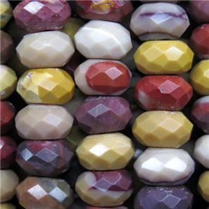 Mookaite beads, faceted rondelle, approx 6x10mm