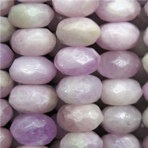 Kunzite beads, faceted rondelle, approx 7x11mm