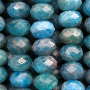 blue Apatite bead, faceted rondelle, approx 5x7mm