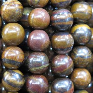 round yellow Iron Tiger eye stone beads, approx 6mm dia