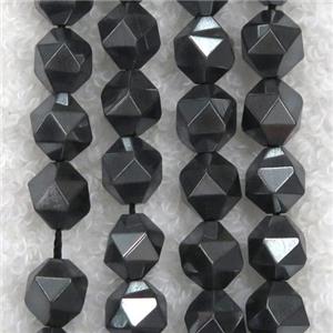 hematite beads ball, faceted round, approx 8mm dia