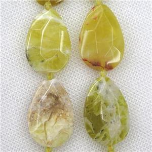 yellow Opal Jasper beads, faceted teardrop, approx 20-30mm