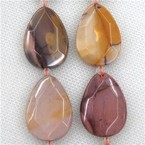 Mookaite beads, faceted teardrop, approx 20-30mm