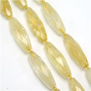yellow Citrine beads, faceted rice, approx 10-30mm