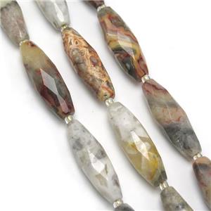 Crazy Agate Beads, faceted rice, approx 10-30mm