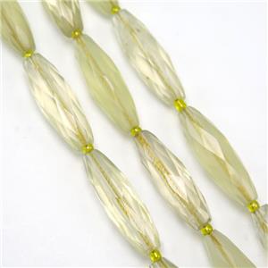 Lemon Quartz beads, faceted rice, approx 10-30mm
