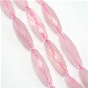 Rose Quartz beads, faceted rice, approx 10-30mm