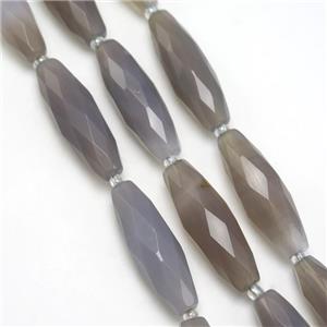 gray Agate Beads, faceted rice, approx 10-30mm