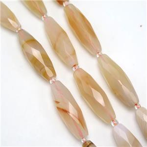 red Agate beads, faceted rice, approx 10-30mm