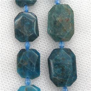blue Apatite beads, faceted rectangle, approx 15-20mm