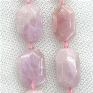 Kunzite beads, faceted rectangle, approx 15-20mm