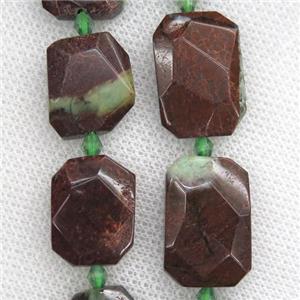 Chrysoprase beads, faceted rectangle, B-grade, approx 15-20mm