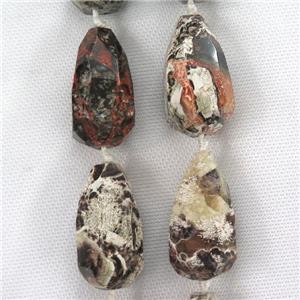 faceted Ocean Jasper teardrop beads, approx 20-45mm