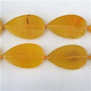 yellow Agate Beads, teardrop, dye, approx 30-50mm