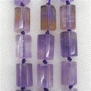 purple Ametrine beads, faceted column, approx 11.5-16mm