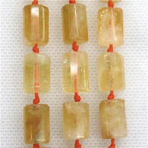 yellow Citrine Beads, faceted column, approx 11.5-16mm