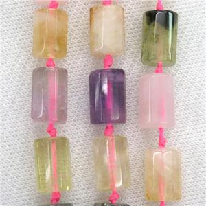 mix gemstone beads, faceted tube, approx 11.5-16mm