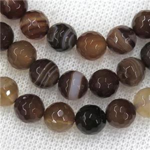 faceted round Coffee Stripe Agate Beads, approx 12mm dia