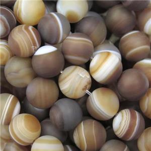 round matte Coffee Stripe Agate Beads, approx 14mm dia