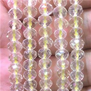 Lemon Quartz Beads, faceted rondelle, approx 4x6mm
