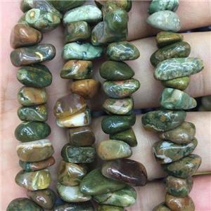 green Rhyolite chip beads, approx 10-14mm, 3-5mm thickness