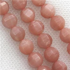 peach SunStone Beads, faceted round, approx 9-10mm