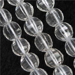 Clear Quartz Beads, faceted round, approx 9-10mm