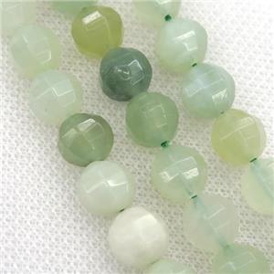 Chinese New Mountain Jade Beads, faceted round, approx 9-10mm