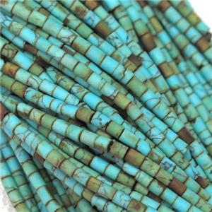 tiny synthetic turquoise tube beads, blue, approx 2mm dia