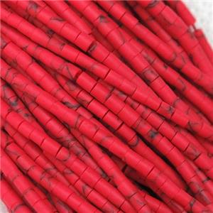 tiny synthetic turquoise tube beads, red, approx 2mm dia