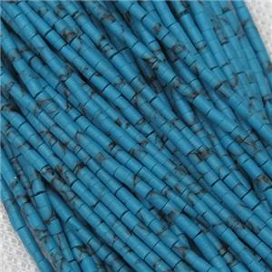 tiny synthetic turquoise tube seed beads, blue, approx 2mm dia