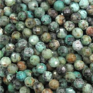 green African Turquoise beads, faceted round, approx 5mm dia