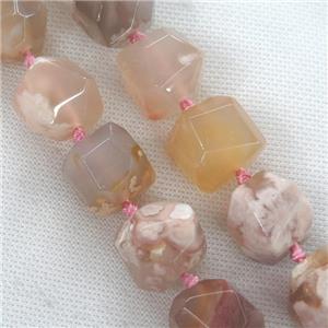 pink Cherry Agate beads, faceted round, approx 16-18mm