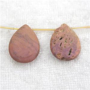 champagne Druzy Agate teardrop beads, topdrilled, approx 20-30mm