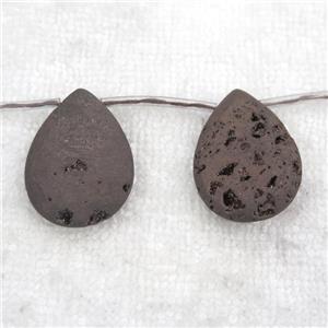 chocolate Druzy Agate teardrop beads, topdrilled, approx 20-30mm