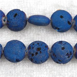 blue Druzy Agate circle beads, approx 14mm dia